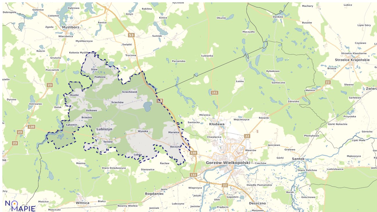 Mapa obszarów ochrony przyrody Lubiszyna