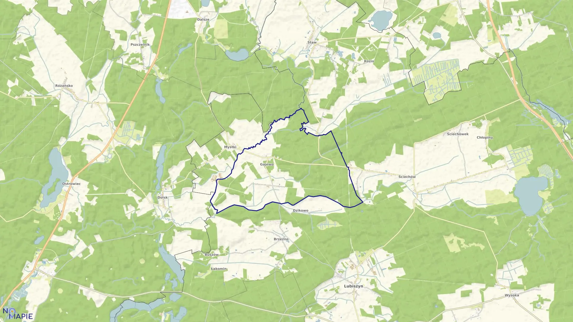 Mapa obrębu Gajewo w gminie Lubiszyn