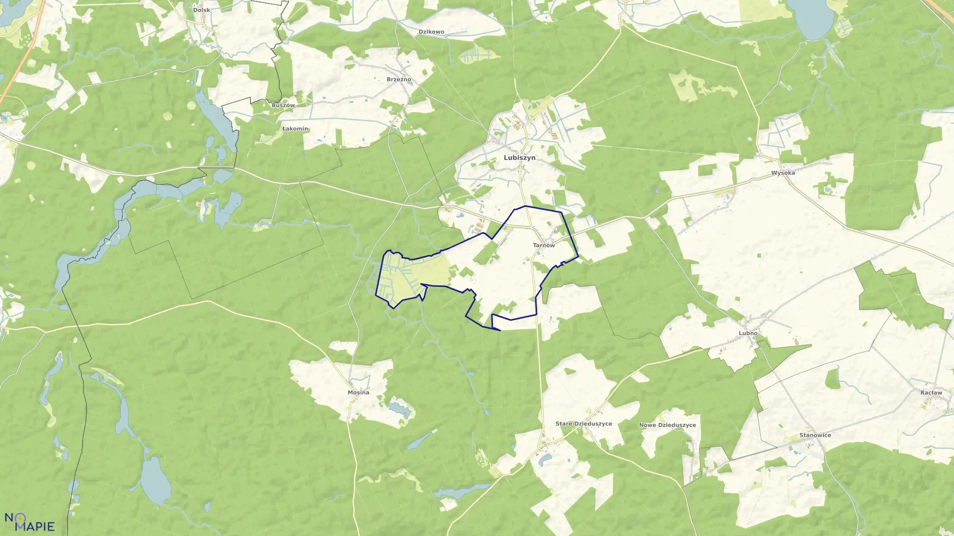 Mapa obrębu Tarnów w gminie Lubiszyn